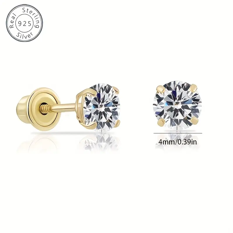 a pair of 925 silver 4mm moissanite earrings suitable for   men and women anti allergic material suitable for     with a   box Product details 0