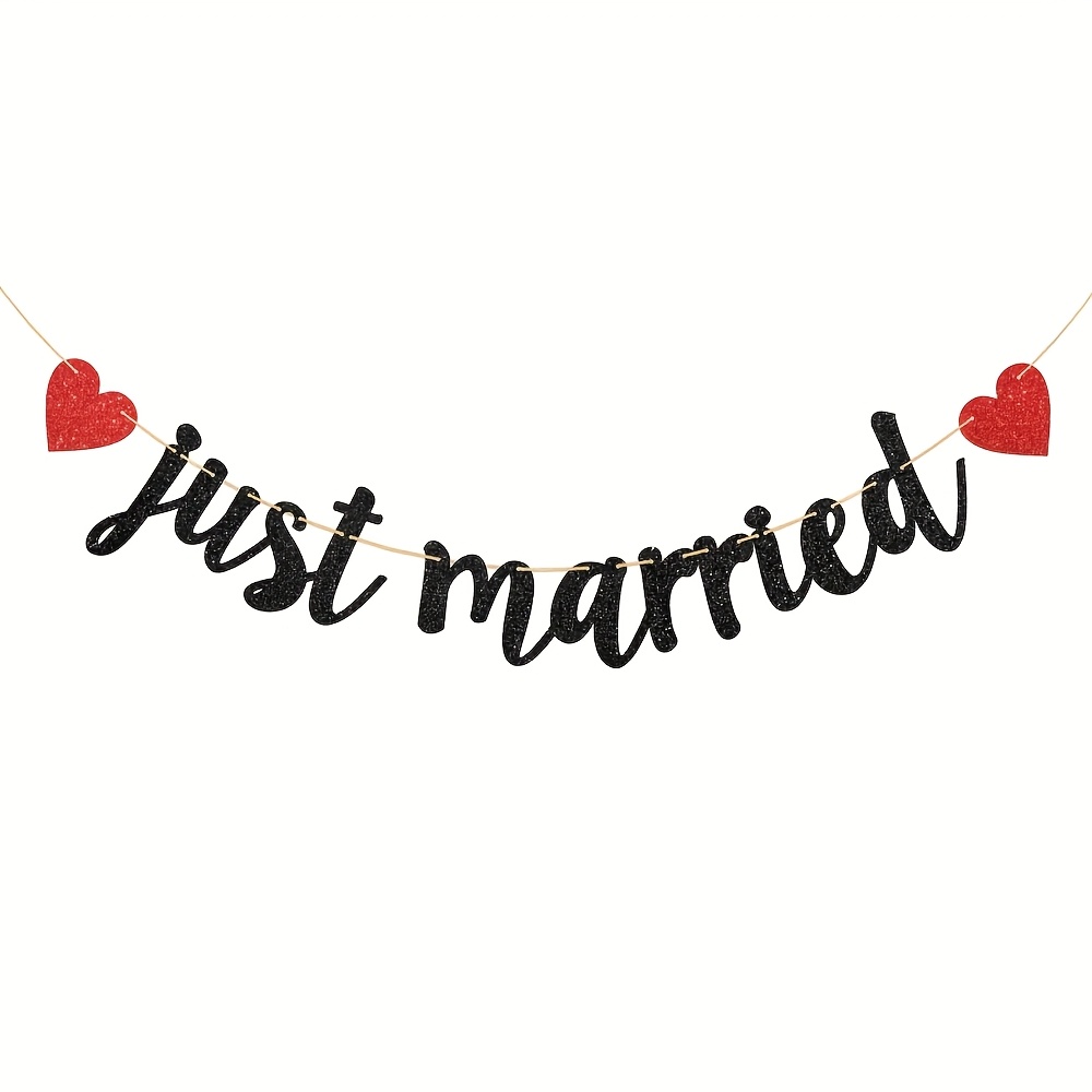 Just Married Banner - Wedding Banner - Wedding Bridal Shower Bachelorette Party Decorations ()