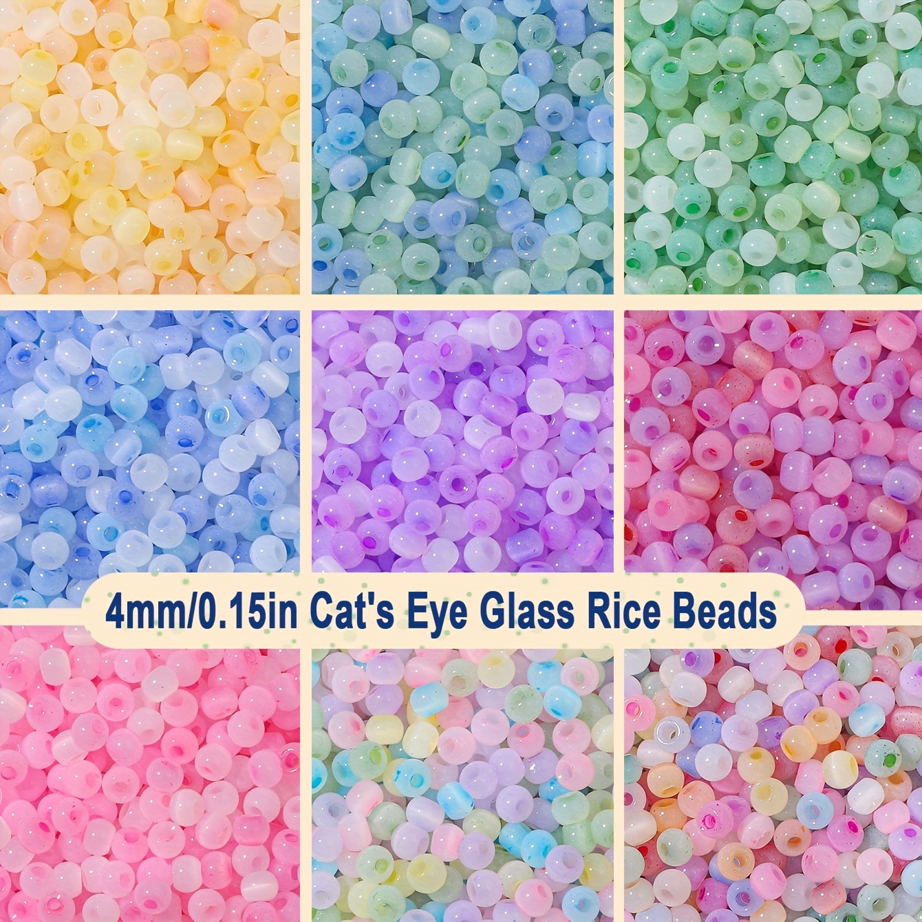 

diy Magic" 1350pcs 4mm Cat Eye Glass Seed Beads With Crystal Elastic String - Perfect For Diy Bracelets, Necklaces & Phone Charms