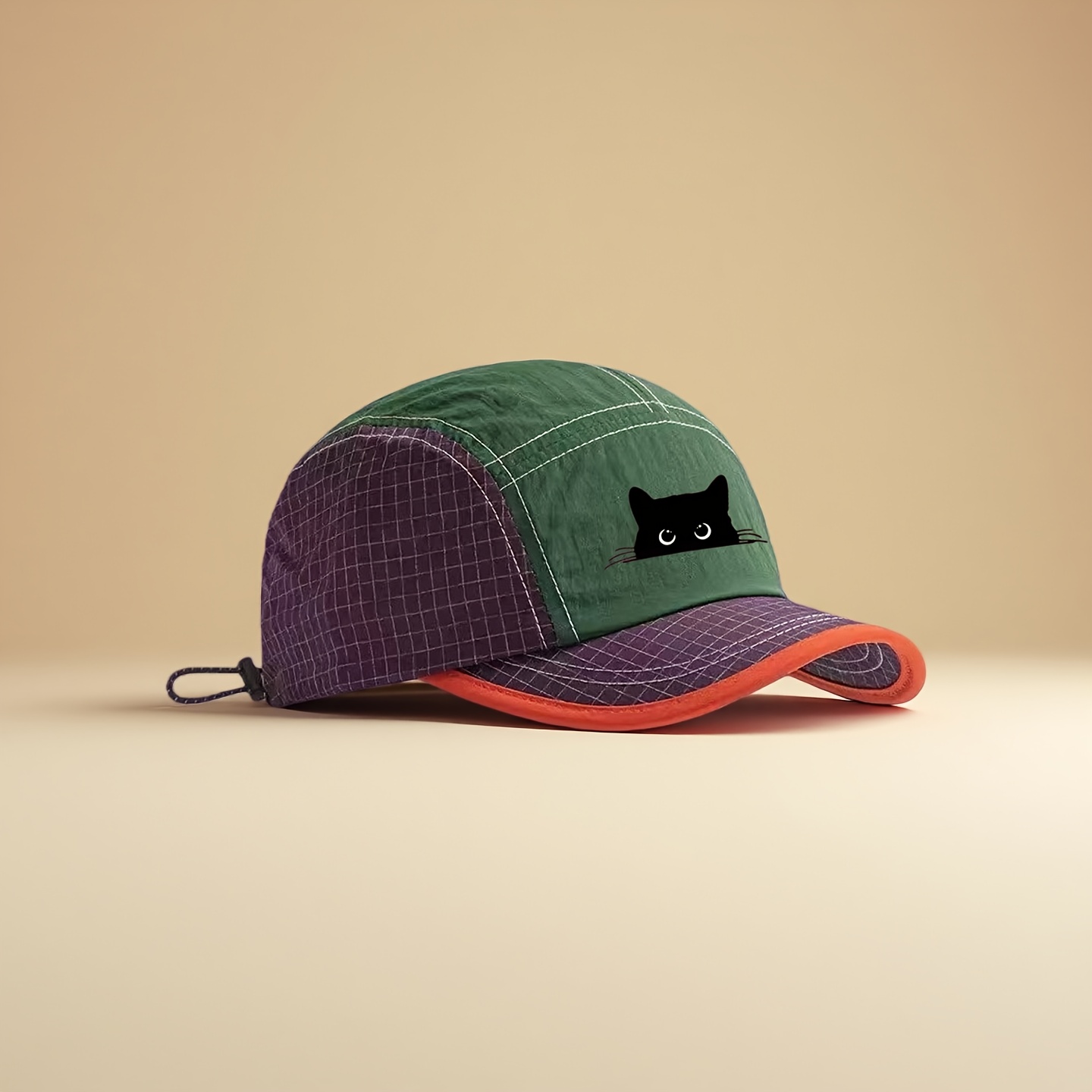 TEMU Sport Outdoor Hiking Color-block Quick-dry Five-panel , Summer Travel Short Brim Printed Women's Baseball , Face- Snapback