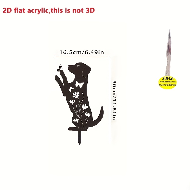TEMU 1pc Decorative Garden Puppy Stake - Elegant Outdoor Yard Decor With Floral Accents, For Garden, Patio, Or Gifts - No Assembly Needed,