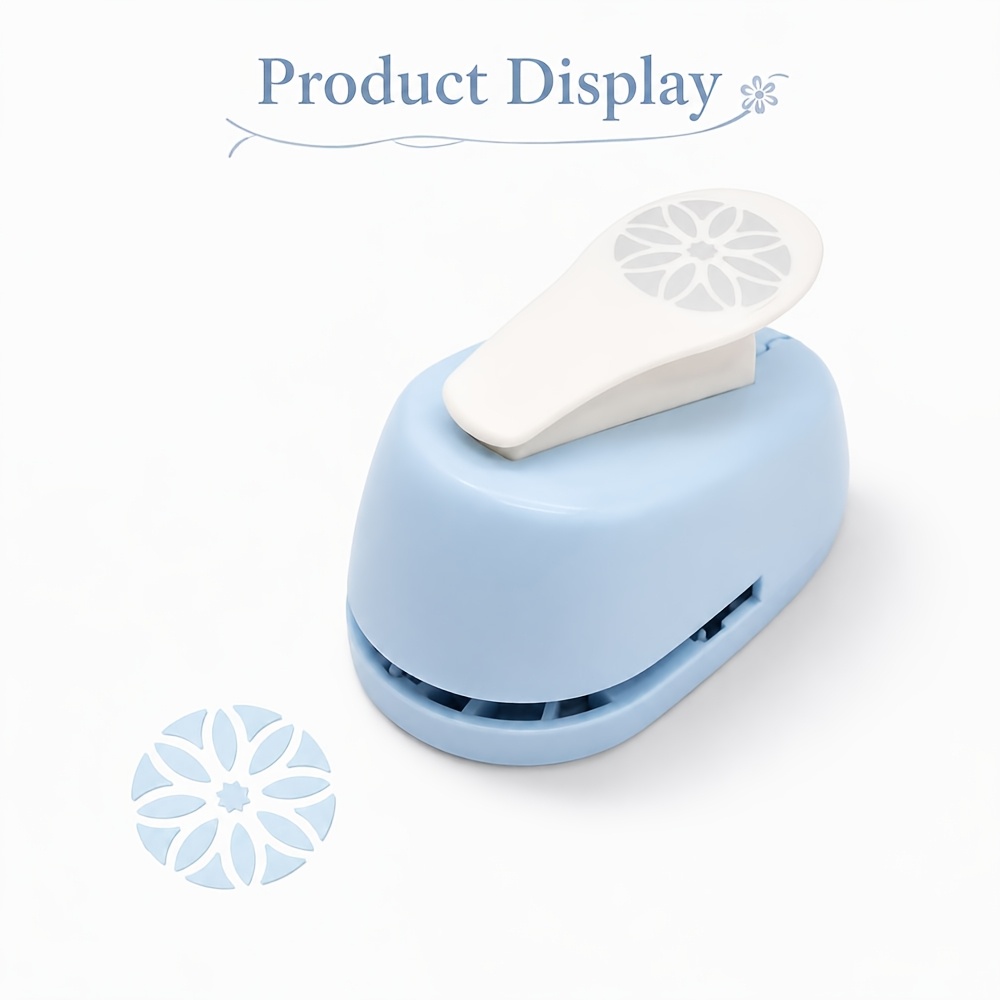 TEMU 1-pack Round Floral Cutout Paper Punch 2.5cm Flower Pattern Craft Tool With Wide Easy-press Handle, Durable Abs Plastic Body, Metal Cutting Die