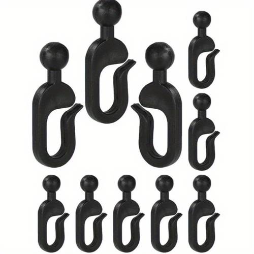 ensemble de 10 crochets en plastique, pour rideaux de tonnelle et moustiquaires, crochets de rail de rideau noirs, accessoires de tonnelle, adaptés aux hôtels extérieurs, crochets utilitaires