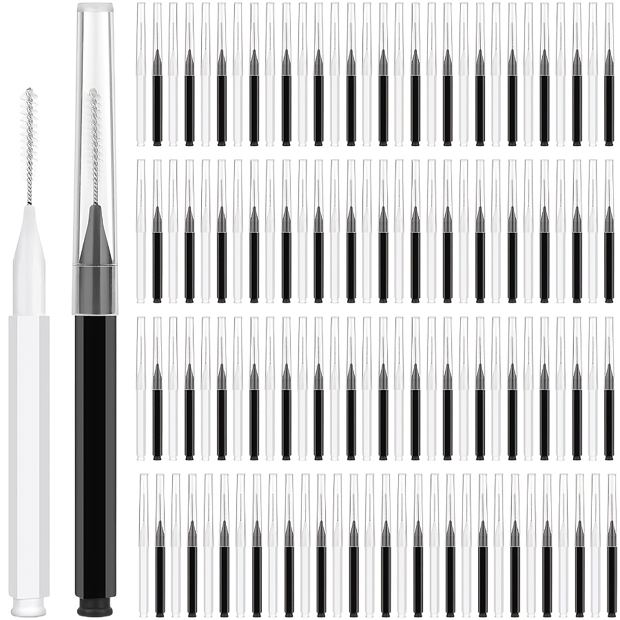 TEMU 120pcs Micro Pinceaux à Sourcils avec Capuchon - Teinture des Sourcils, Remplissage des Cils, Brosse de Lifting des Sourcils - Kit de Cosmétique