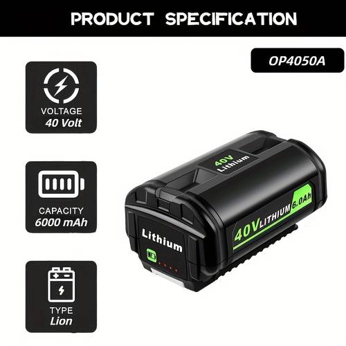 6000mah 40v lithium rechargeable high capacity battery for ryobi op40404 only battery no charger op4040 40v 6 0ah op4050a replacement battery compatible with ryobi 40 volt battery op4015 op4026 op40201 op40261 op4030 op40301