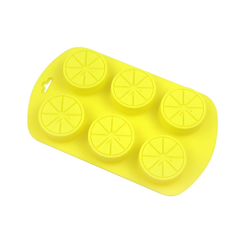 Image of 6- Round Lemon Silicone Cake Mold, Cake Mold, Aromatherapy Essential Oil Soap Mold. Suitable For Diy Chocolate, , Ice Cream, Ice Cubes, Mousse, Pudding, Jelly, Cake Decorations, Etc.