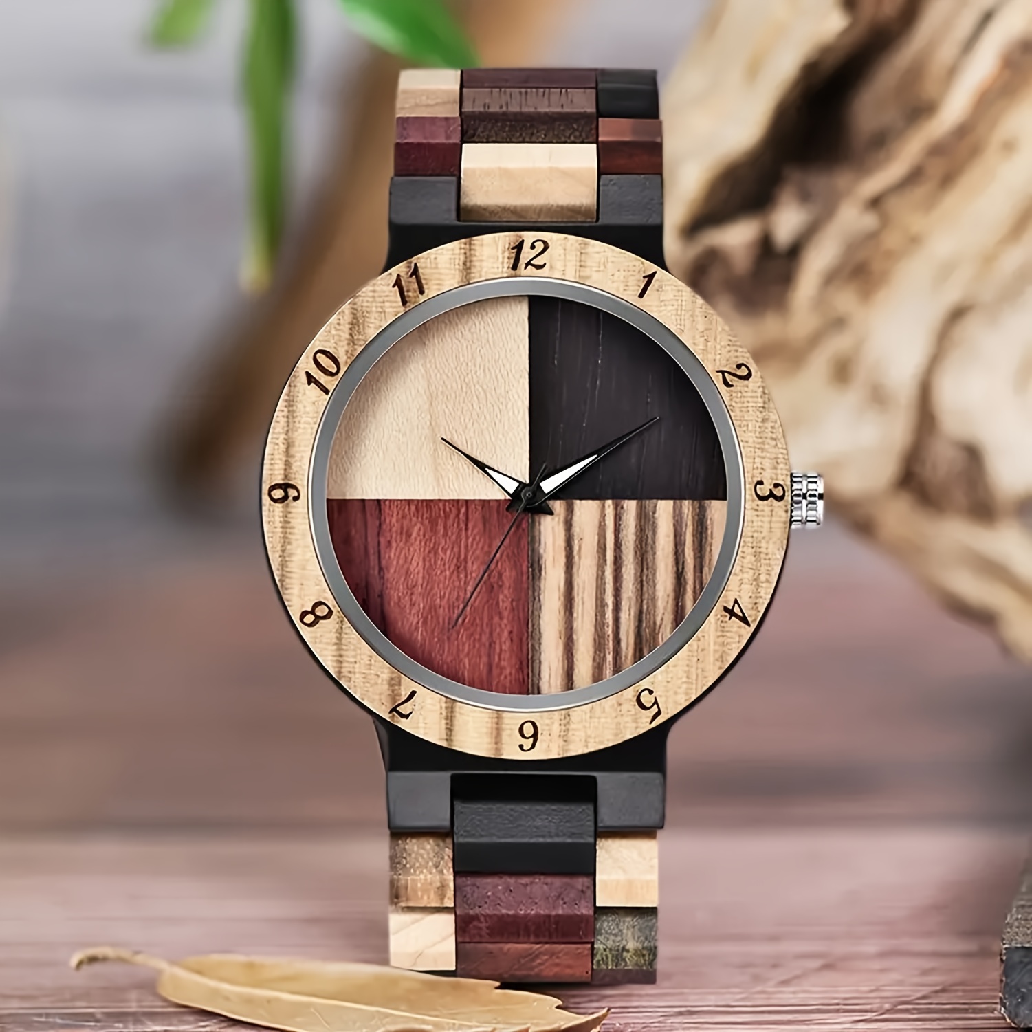 

Lattice Wooden Watches With Handmade Colorful Bamboo Wood Watch Analog Quartz Wooden Watch For Men