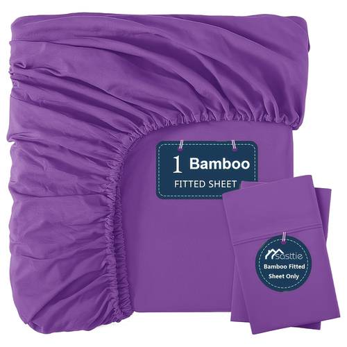 luxurious bamboo fitted sheet solid color bed sheet ultra soft breathable 16 deep pocket elastic fits mattress up to 16 and cool strong bed