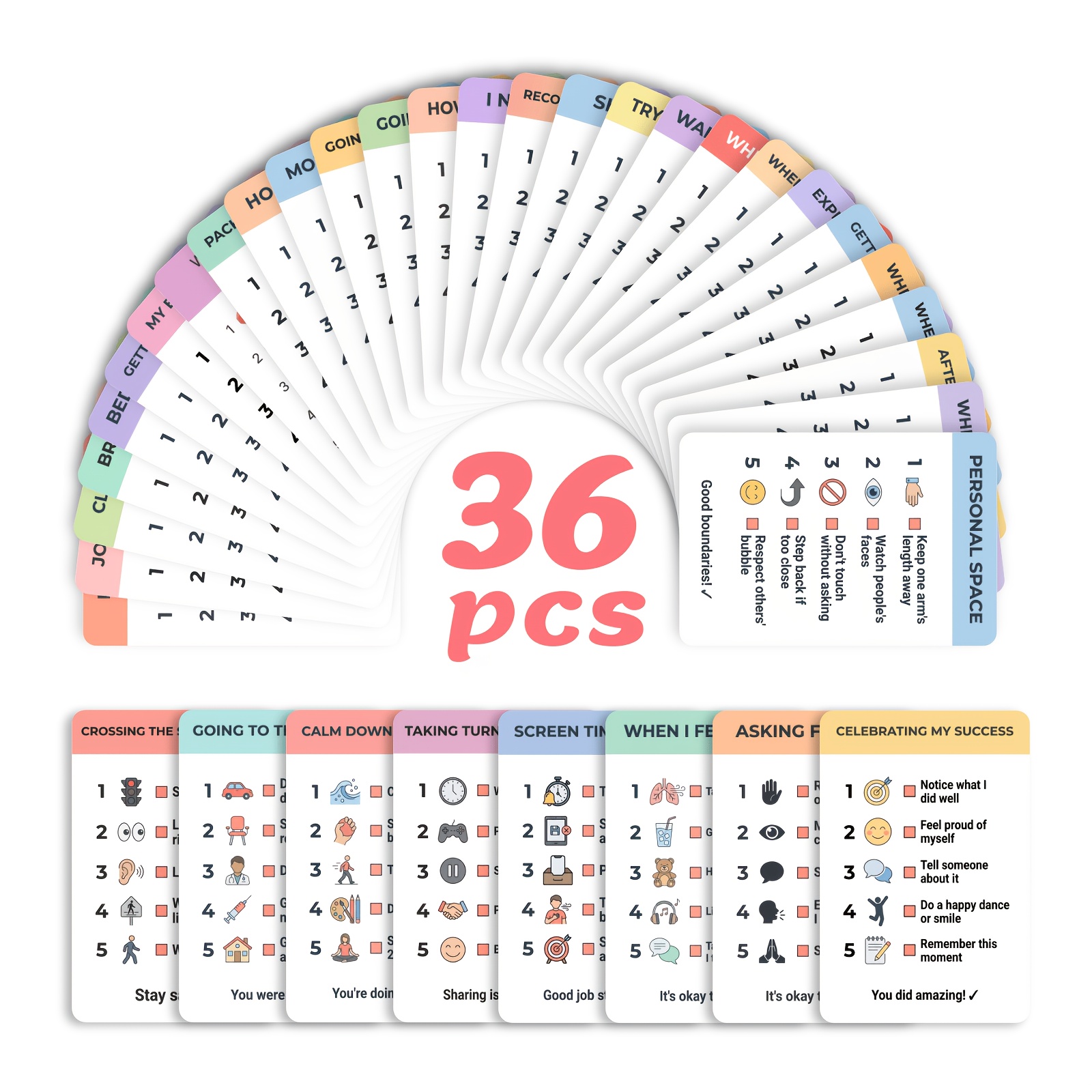 TEMU Jeu de 36 cartes sur les fonctions exécutives du TDAH et la régulation des , compétences DTC, jeu de cartes -émotionnel