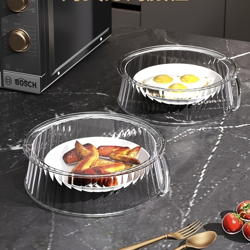 Image of 2pcs/1pc Multifunctional Microwave High-temperature Resistant Lid Home Food Grade Plastic Heating Special Lid Heating Lid Cover, Outdoor Bbq Food Cover Used For Fruit Plate, Refrigerator Food Storage