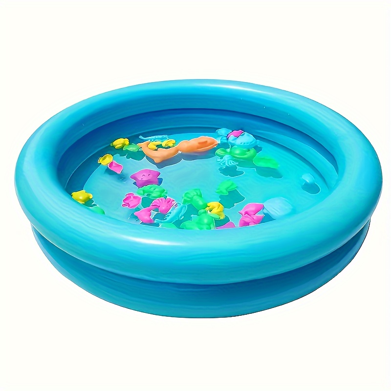 TEMU Compact Inflatable Swimming Pool For Outdoors - Double-layer Round Pad Design, Durable Pvc Material, Fun At Home