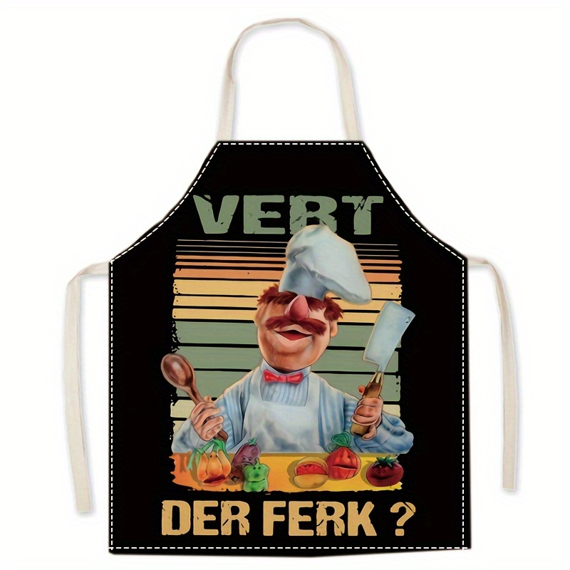 

Kitchen Apron With Colorful Print, Waterproof Cooking Apron, Fashion Home Cleaning Sleeveless Apron For Kitchen And Restaurant Use
