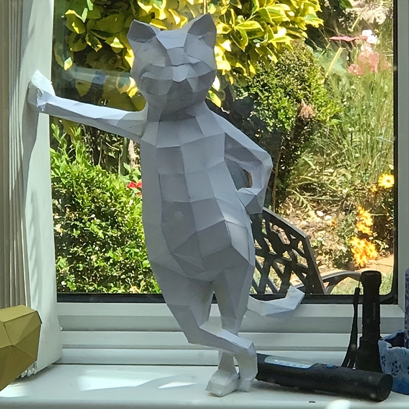 ペーパークラフト 3D 立体 ペーパーアート 猫 ネコ 痛々しい ふちっこ 動物 ブラック