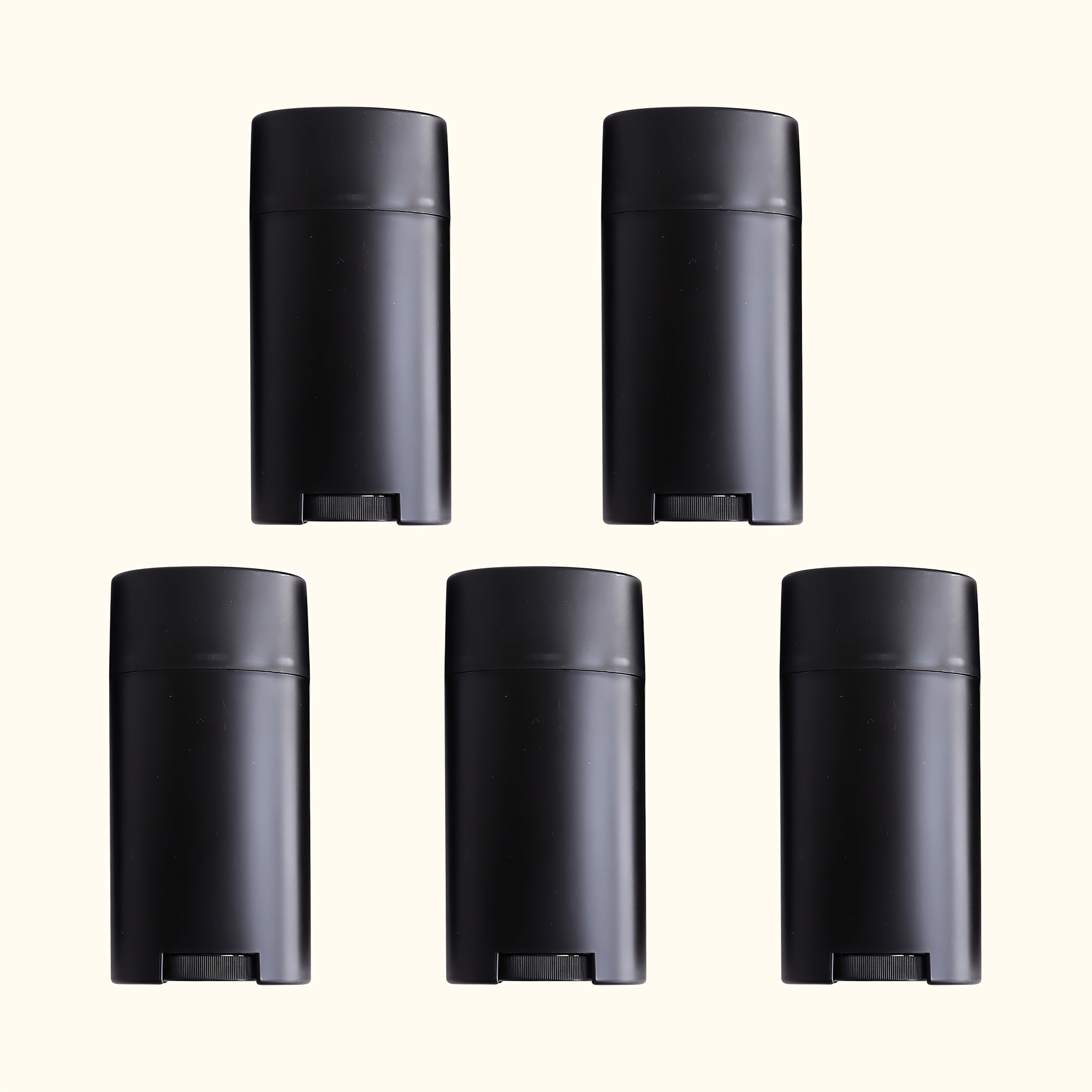 TEMU 5pcs 75g Empty Black/green Oval Plastic Containers Filled, Bottom Filling, Portable Containers For Diy Deodorant Stick, Lotion Stick, Sunscreen,
