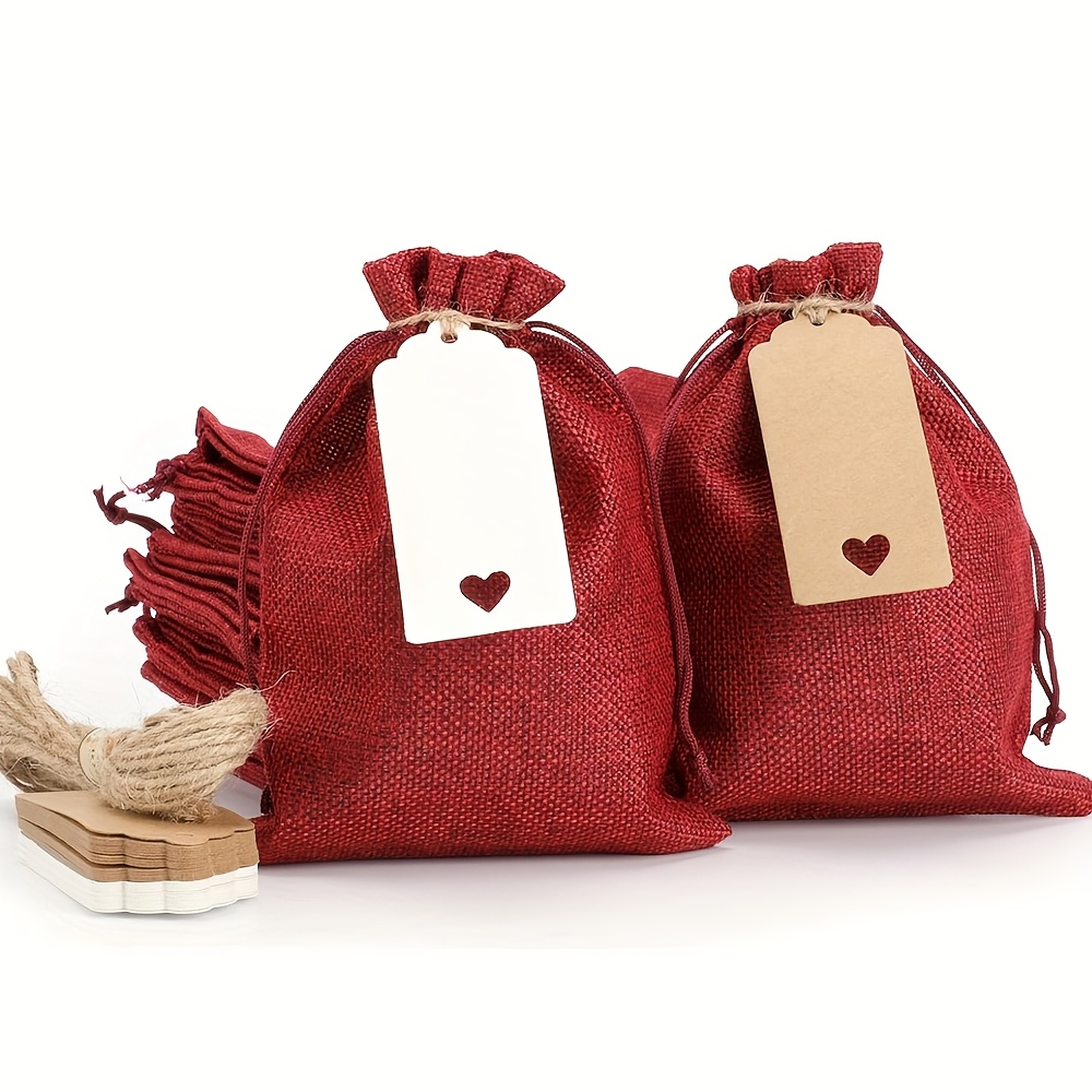 pack of 50 small burlap bags with drawstring, 3x4inch gift little
