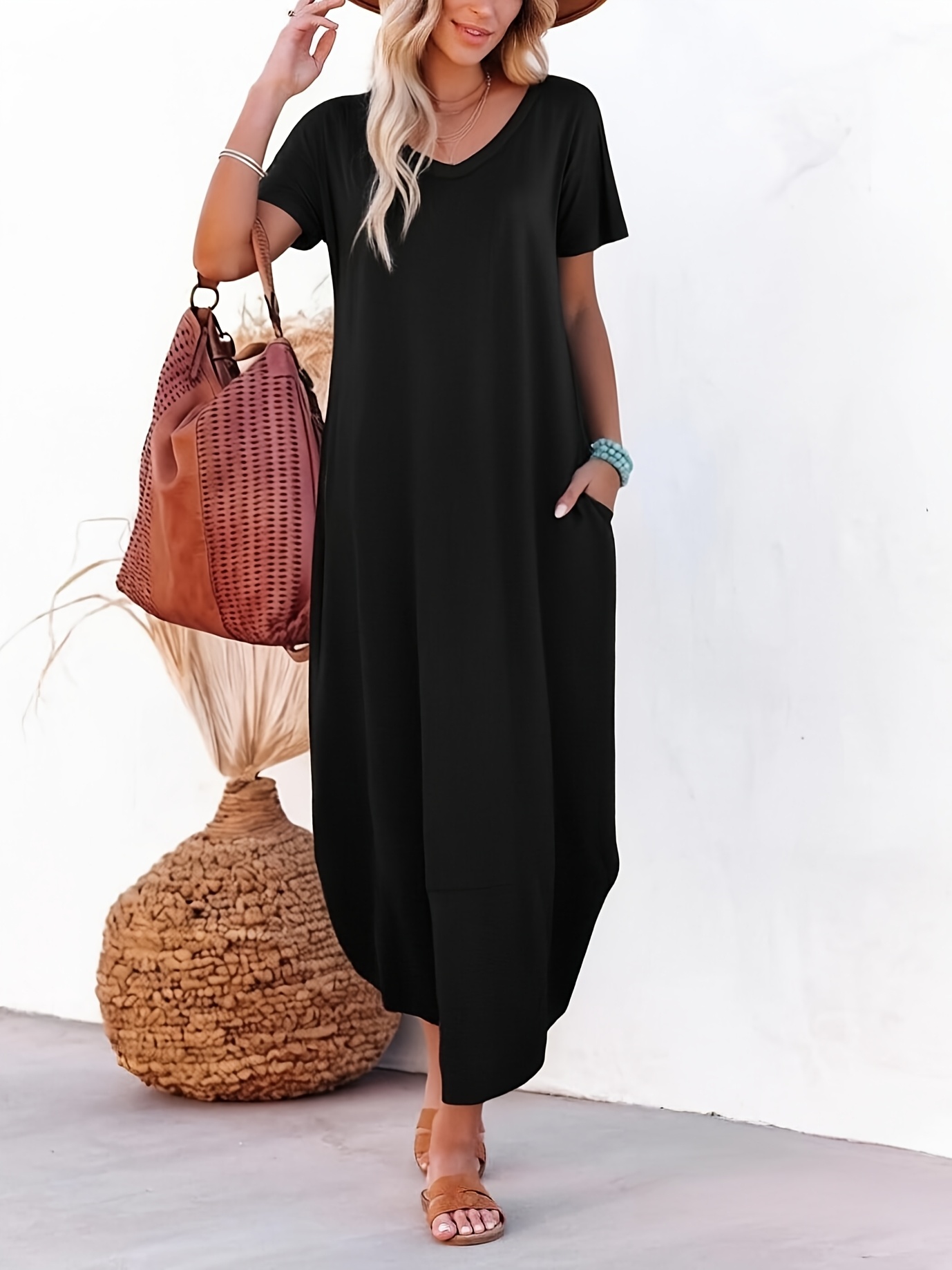 chinese dress ladies Casual Black Dotted Tiered Midi Dress S main image 0