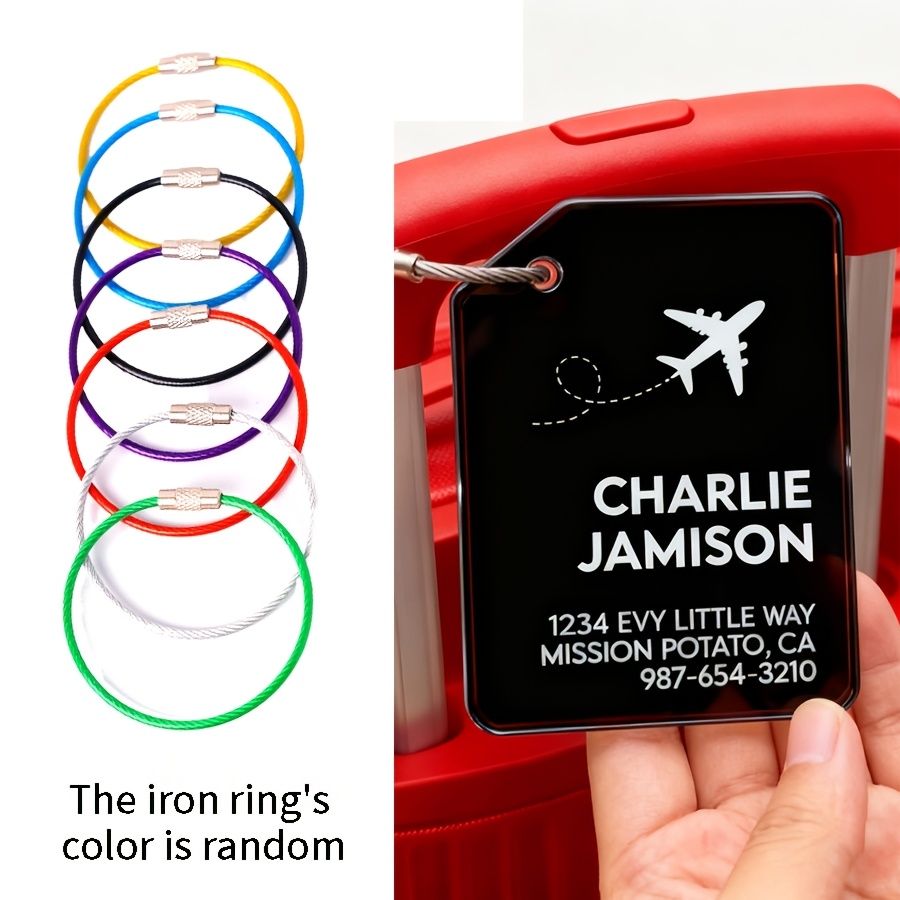 TEMU Personalized Custom Acrylic Large Luggage Tag With Iron Grommet For Extra Durability, Scratch-resistant Hd Printing, Self- Address Travel Id