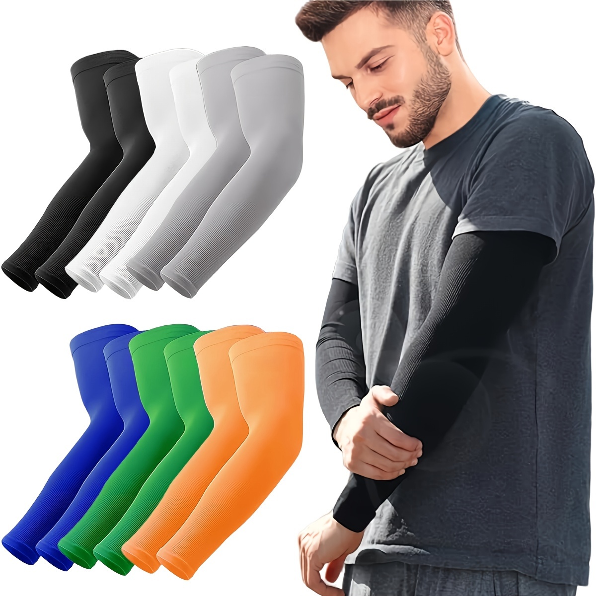 

4pairs Uv Protection Colorful Arm Sleeves For Men Women, Cooling Sleeves For Sports Workouts, Tattoo Cover Up