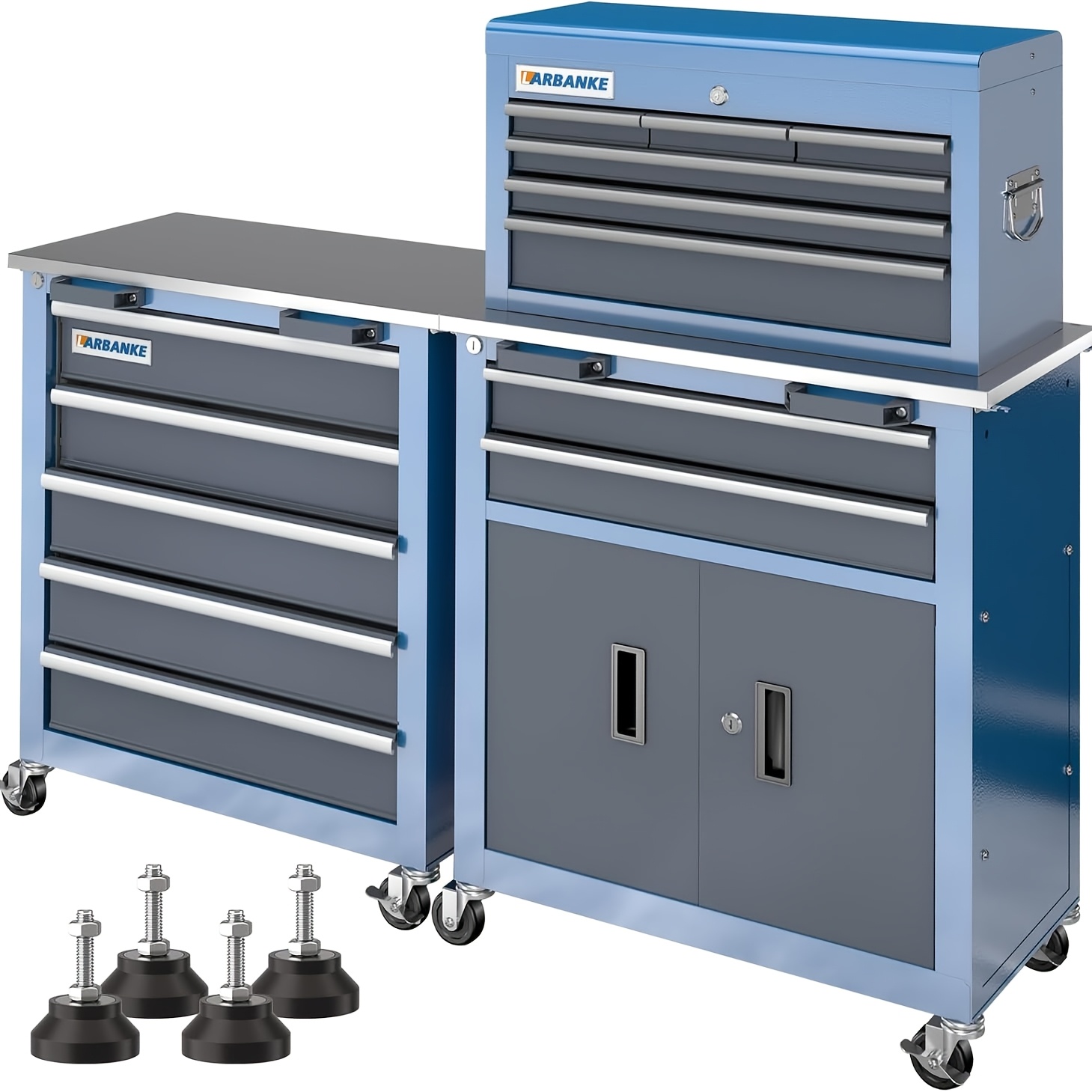 Image of Combination Tool Chest, 5-drawer/ 8-drawer Rolling Tool Cabinet With , Mobile Tool Chest With Wheels & Foot Pad, Storage Tool Box For Home Office Supermarket Garage Workshop
