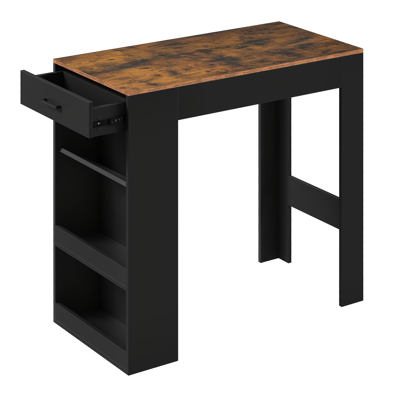 1pc Multi-functional Storage Bar Table (tall Kitchen Table), Wood, Includes 1 Drawer And 3 Side Storage Compartments, In 4 Colors, Dimensions 100 X 50 X 100cm.