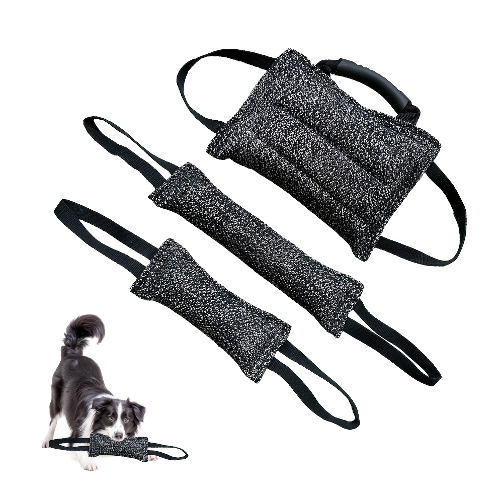3pcs dog bite training kit durable polyester chew toys solid pattern suitable for all breed sizes with tug boat pillow and wrist straps for tugging and teething