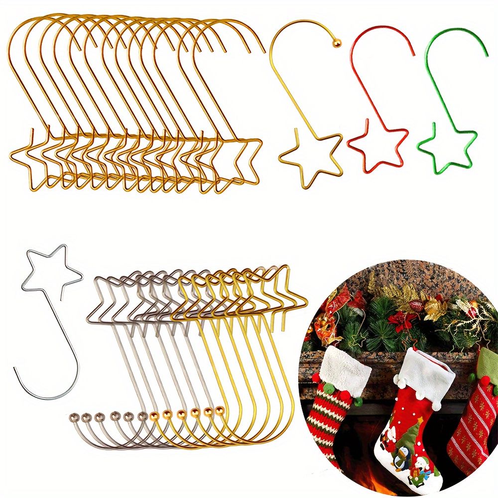 

20pcs Star-shaped Christmas Ornament Hooks - Durable Metal Wire Hangers For & Ball Decorations