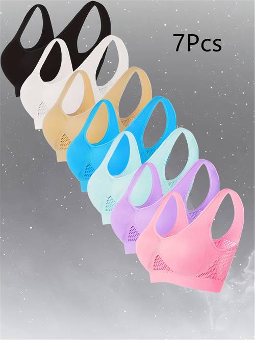 set of 7 large size seamless bras breathable mesh bras for fitness workouts and everyday wear