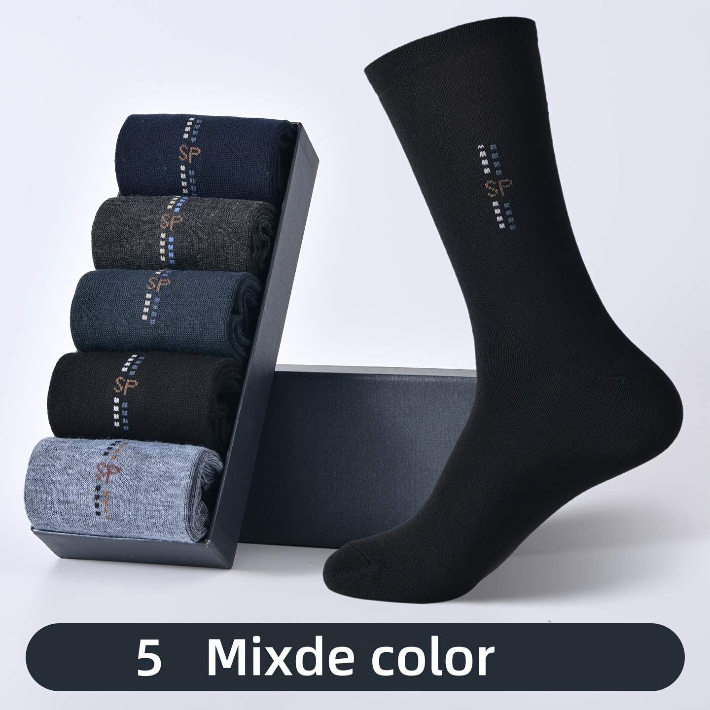 TEMU 5 Pairs/10 Pairs Of Men's Thick, Long, Warm Socks For Autumn And Winter, High Tube, Solid Color, Breathable Business Socks