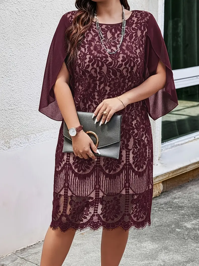 plus size plus size plus size lace jacquard dress suitable - Temu Chile plus size plus size plus size lace jacquard dress suitable - Temu Chile