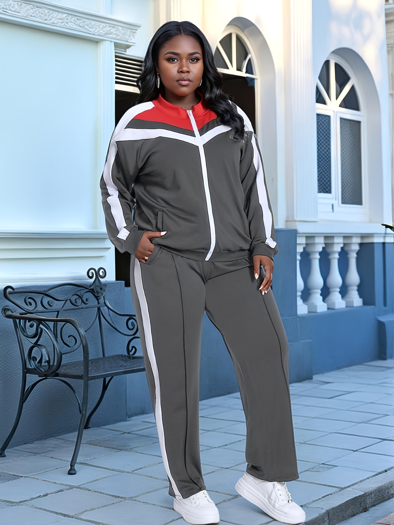 Coat Plus Size Sweatpants Outfit Plus Size Jogging Suit Woman 2pcs