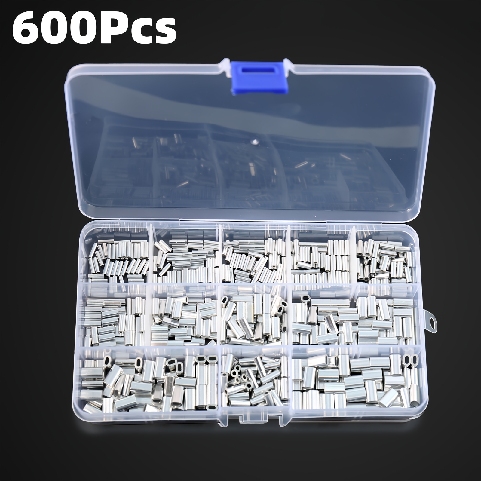 TEMU Set da 600 pezzi di tubi in alluminio per esche, clip per lenza a tubo in alluminio monofilo/bifilo, clip di fissaggio per montatura a bilancia