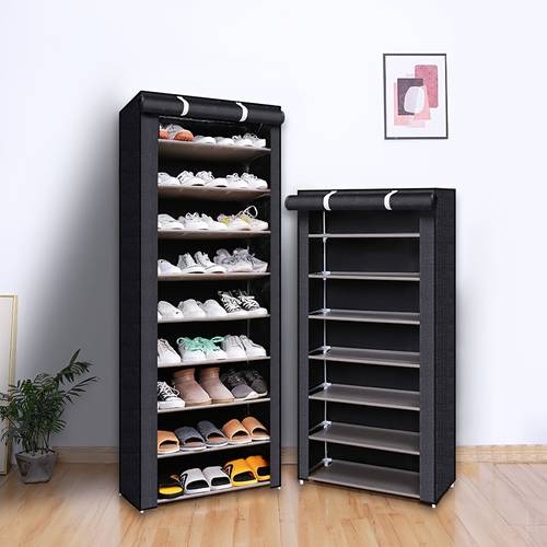 item picture portable metal shoe storage shelf with dustproof cloth cover multi layer sturdy shoe organizer with plastic saving household storage rack for indoor outdoor use