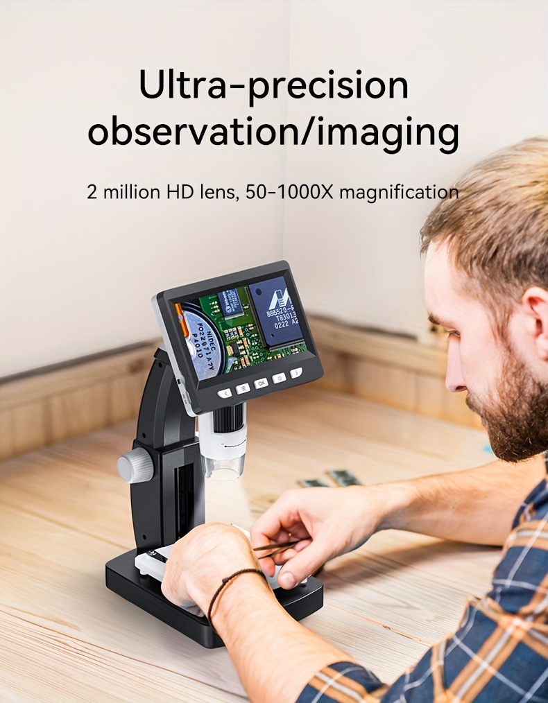 1pc digital microscope portable hd 1080 1000x magnification microscope with 8 led lights usb electronic biological microscope for circuit board pcb repair jewelry appraisal details 2