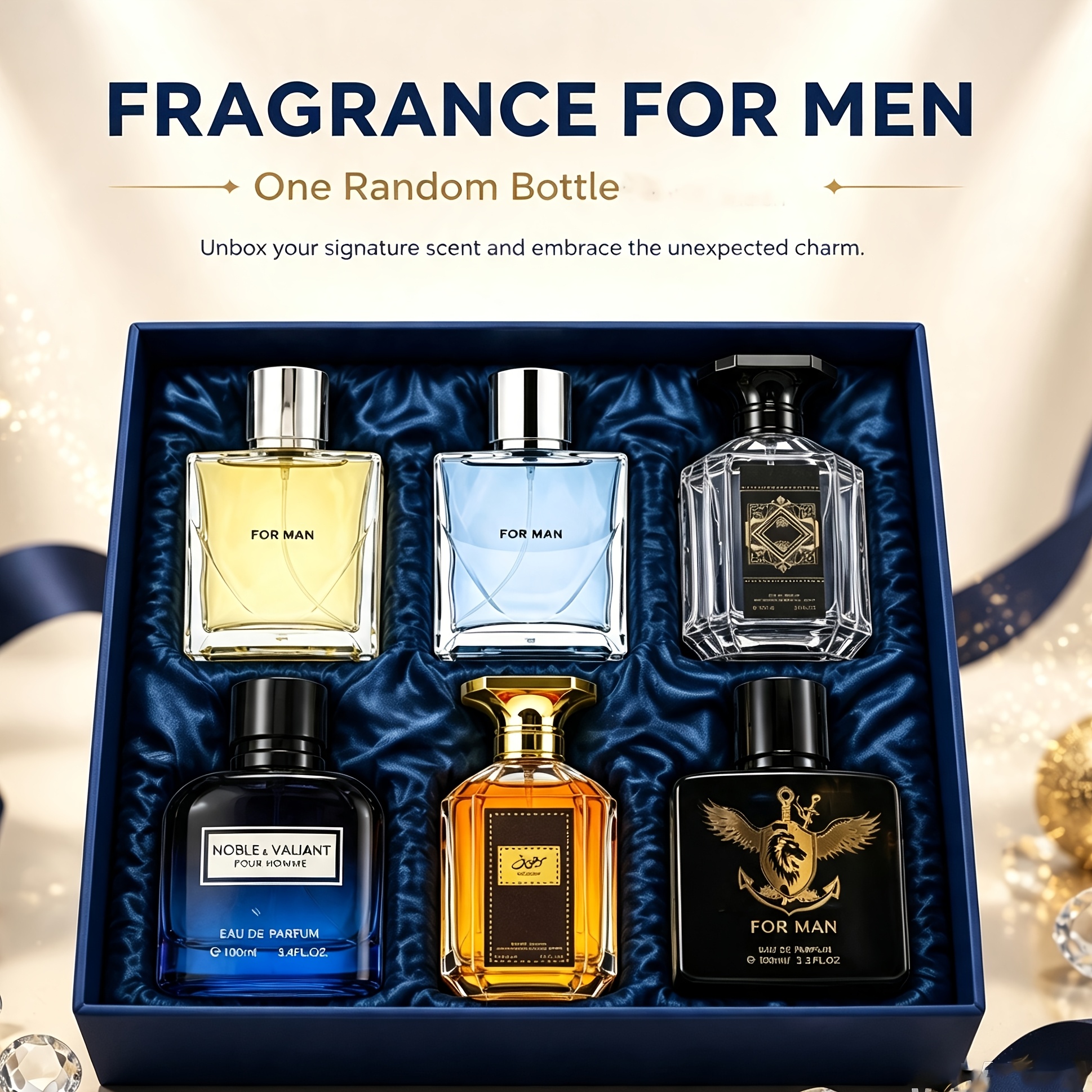 Image of Random Single Bottle Men Eau De Parfum 100ml Mystical Surprise Cologne Long Lasting Aquatic Floral Scent Fragrance For Daily Dating Travel