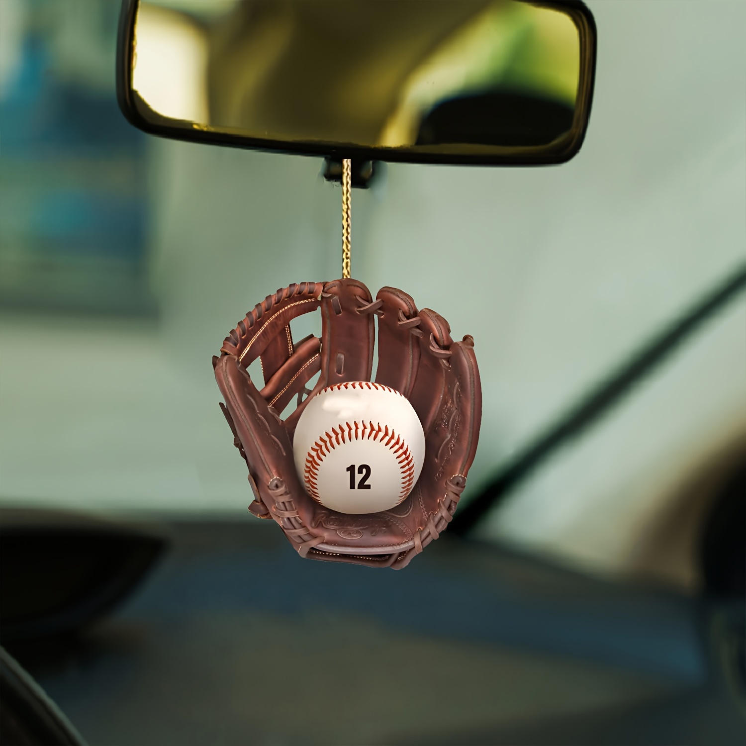 

2d Acrylic Flat Baseball Glove Car Mirror Hanger - Keychain: Add A Sporty Touch To Your Car Mirror And Bag!