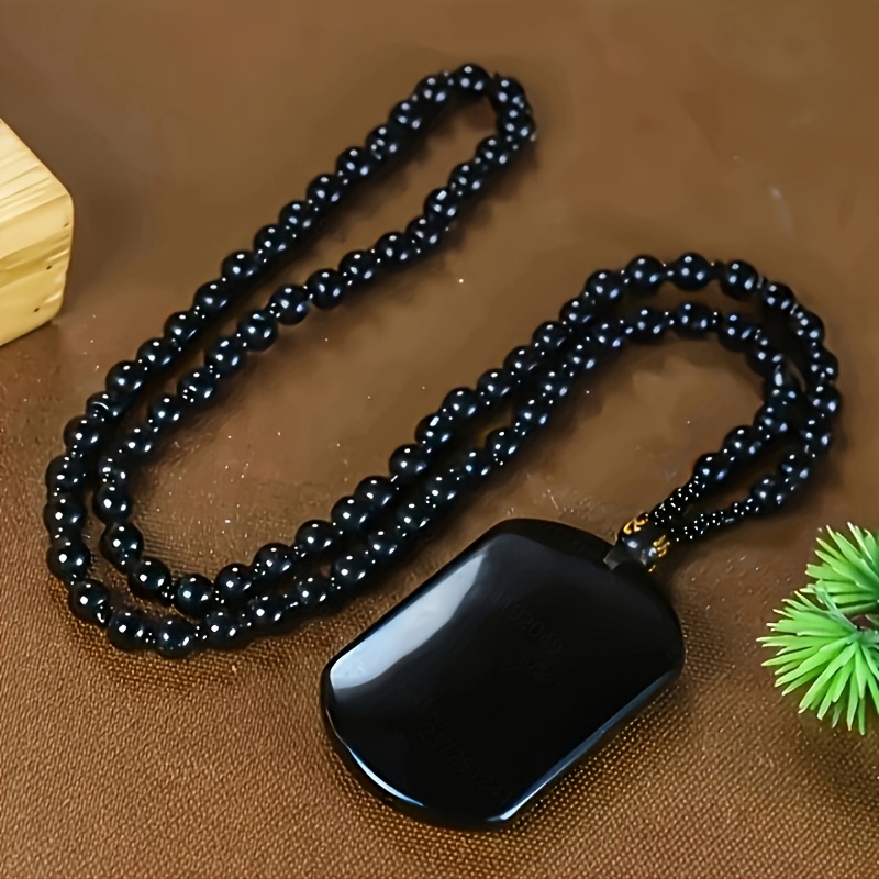 E-shop 2025 "Junge Mode Elegante Natürliche Obsidian Anhänger Halskette, Unisex Einfache Unbeschichtete Anhänger Schmuck High-End Herren Geschenk"