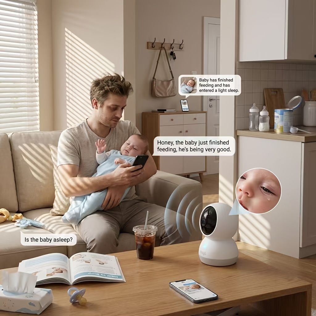 TEMU Alaga 2k 4mp 360°panoramic View 5g/2.4g Wifi Support Wireless Connection Home Security Wi-fi Camera Abs Resin, Detection, Real-time , Night