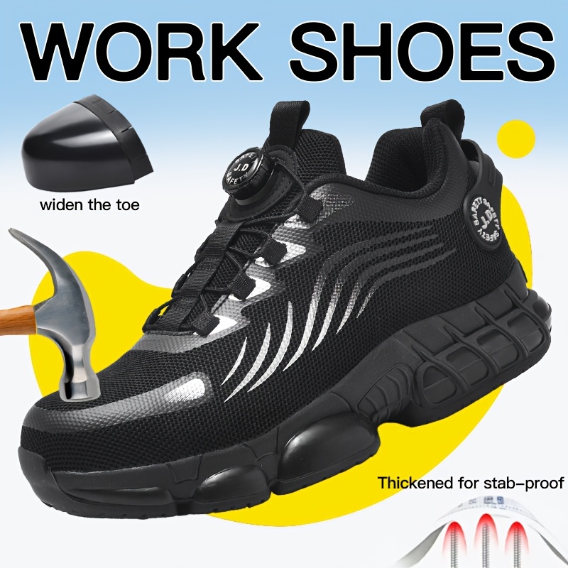 mens lightweight breathable   work boots anti puncture and anti collision steel toe suitable for   men and women   fabric upper and sole