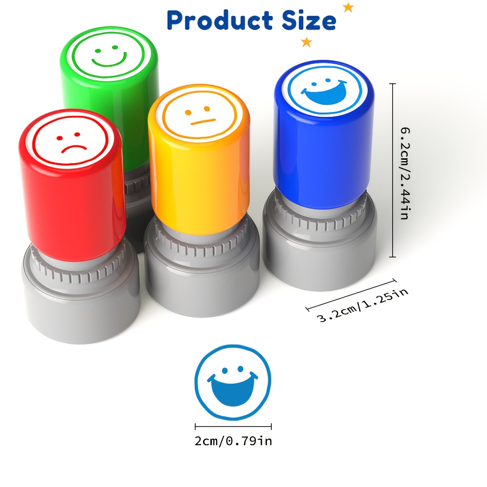 Image of 4- Office Rubber Stamps, Vibrant Stamp Set For Graded Homework & Encouraging Classroom - Emotional Stamp Collection For Home And Office Stationery