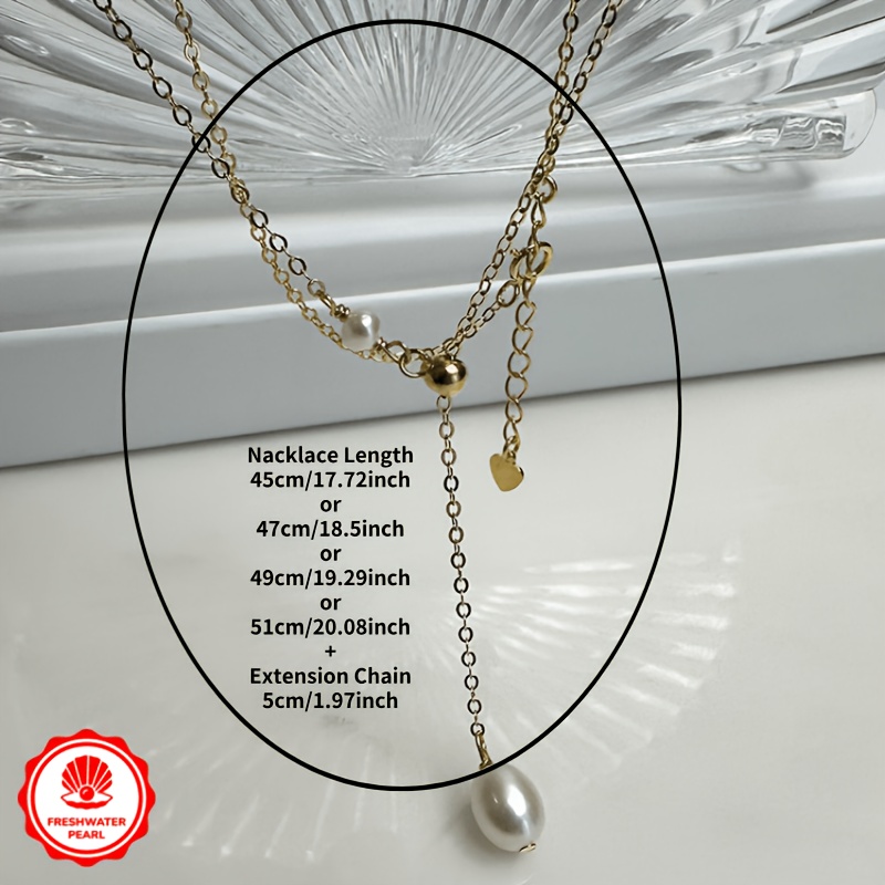 Elegant Freshwater Pearl Y Drop Choker Necklace, Adjustable Chain