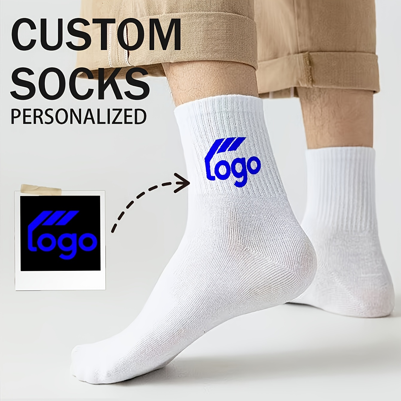 TEMU Replaced With Any Pattern Or Text . Fun Custom-patterned Couple's Thigh-high Socks Are Suitable For Valentine's Day, Birthday Gifts, And Other