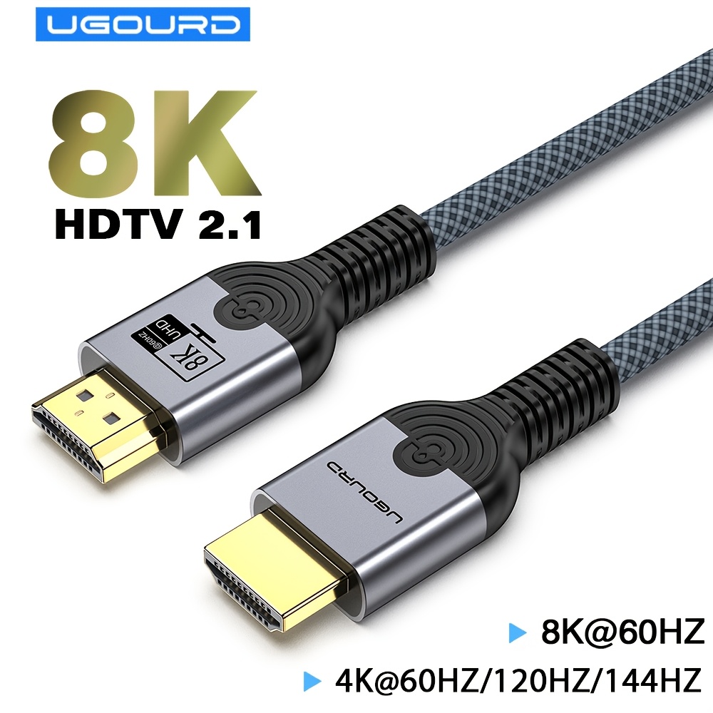 HD TV 2.1 Kabelstøtte til 8K@60Hz HDR Videooverførsel, Kompatibel med HDTV 2.0, HD TV 1.4 Understøtter 4K@160Hz og Lavere Opløsning & Opdateringsrate, 48Gbps Båndbredde for PC Kamera Laptop Display MacBook Pro Air Switch Xbox PS4 PS5