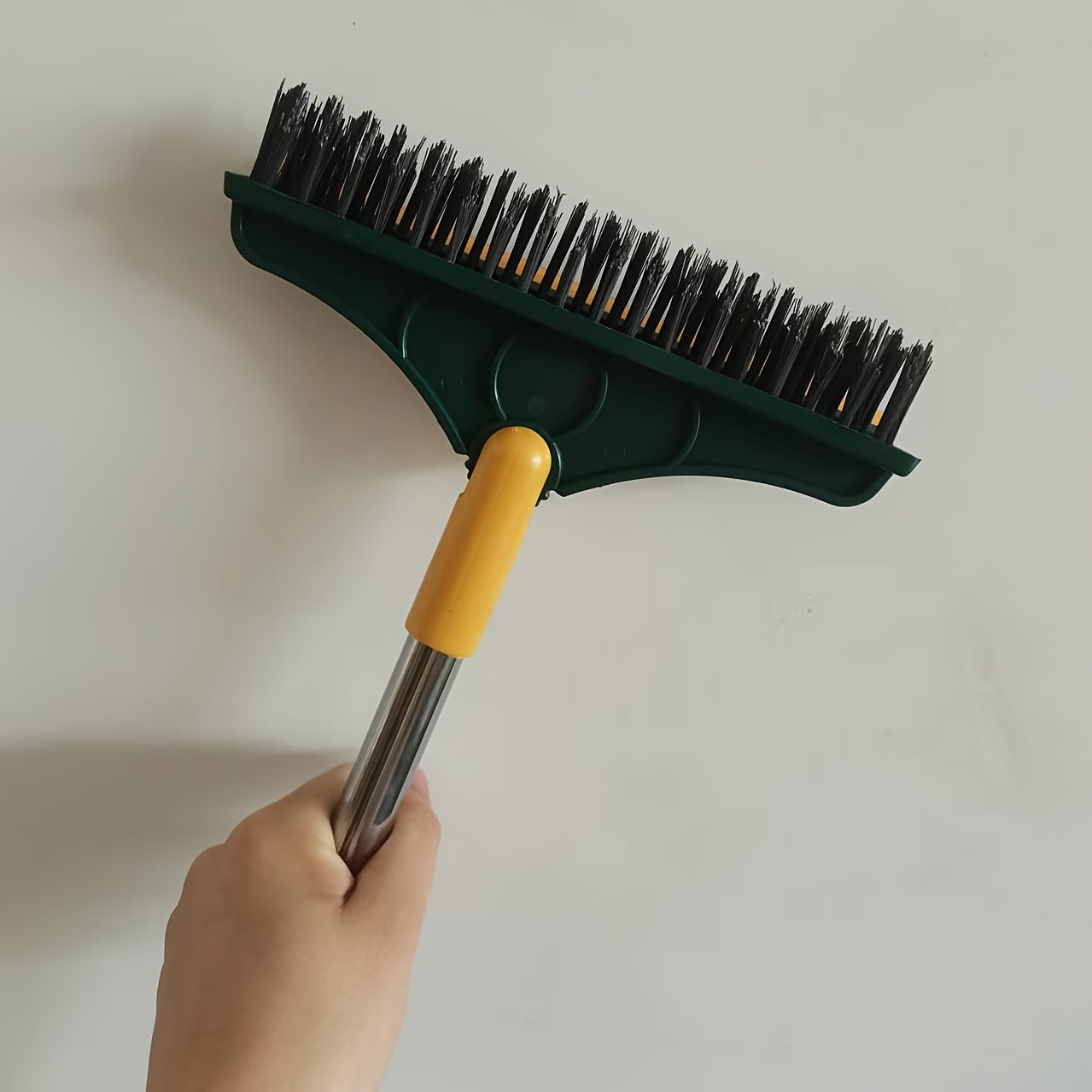Image of Adjustable Long Handle Cleaning Brush With Angled Bristles And Built-in Glass Cleaner - Ideal For Bathrooms & Toilets, Hotels & Commercial Use, Bathroom Cleaning Tool