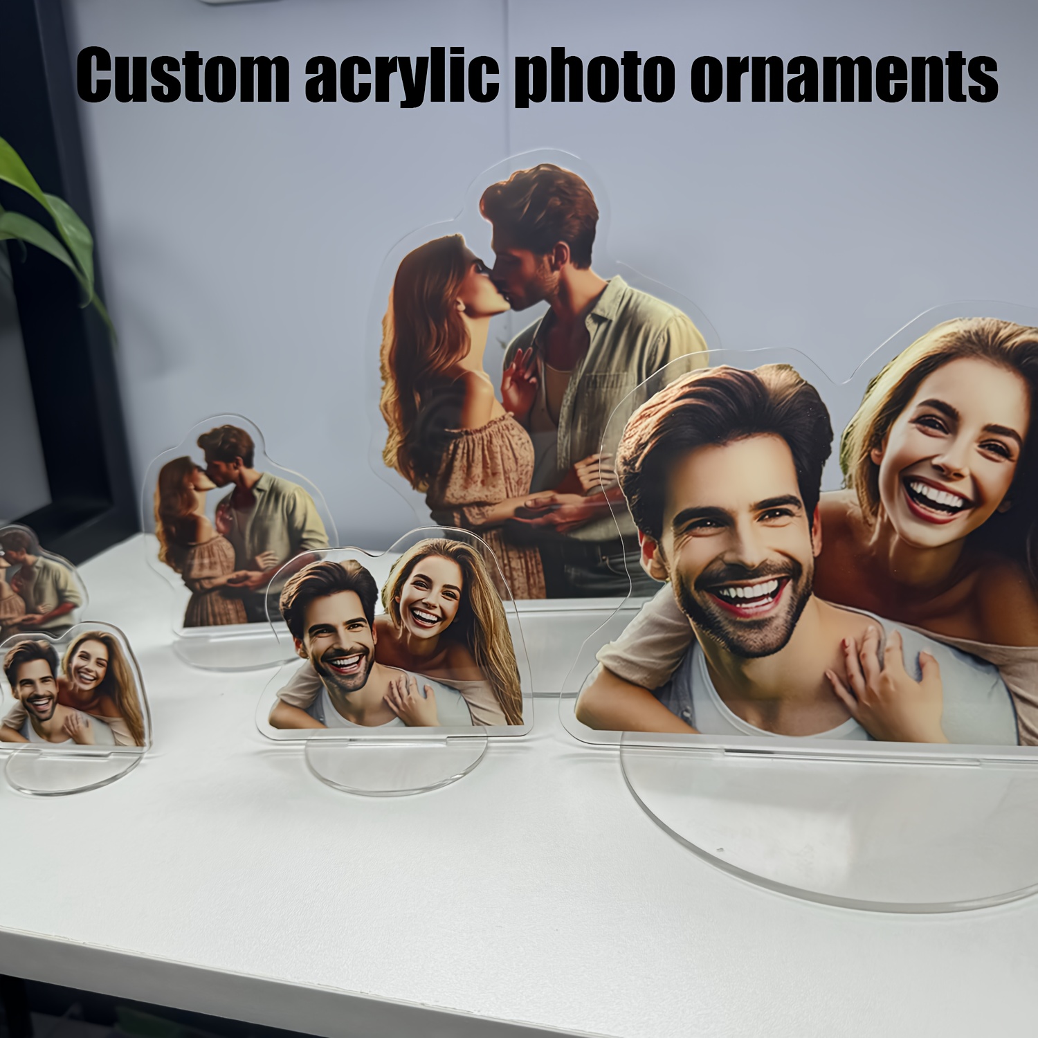 

Custom Acrylic Photo Ornaments 1pc/3pcs - Fashionable Double-sided Personalized Picture Decor, Ideal For Desk & Home Display, Family, Couples, Pets - Unique Gift For Christmas Without Power Supply