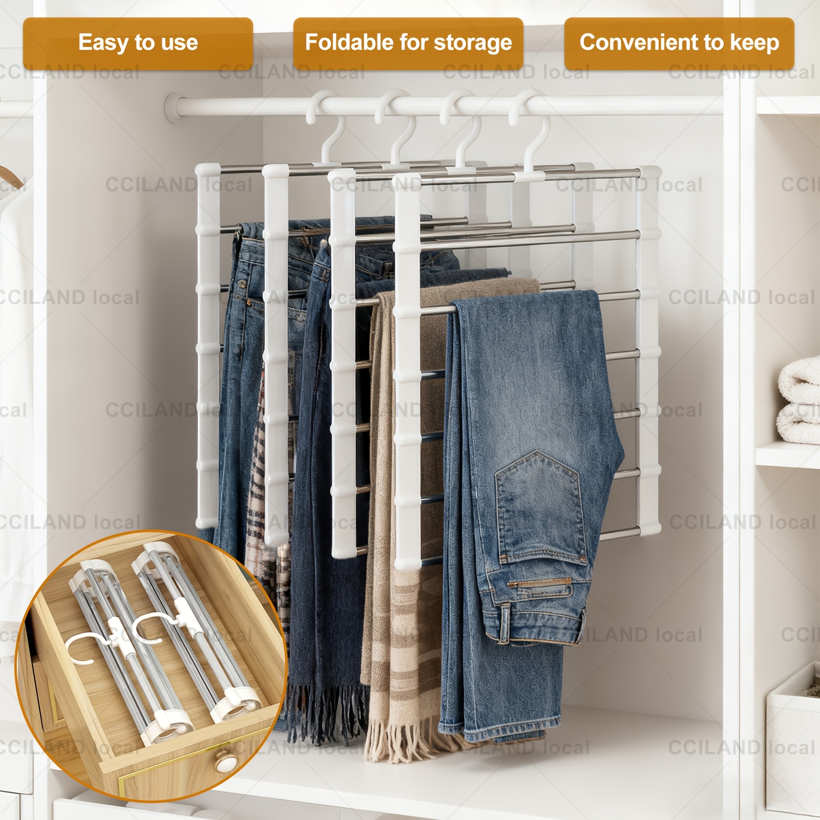 Multi-Layer Anti-Slip Pants Scarf Storage Rack