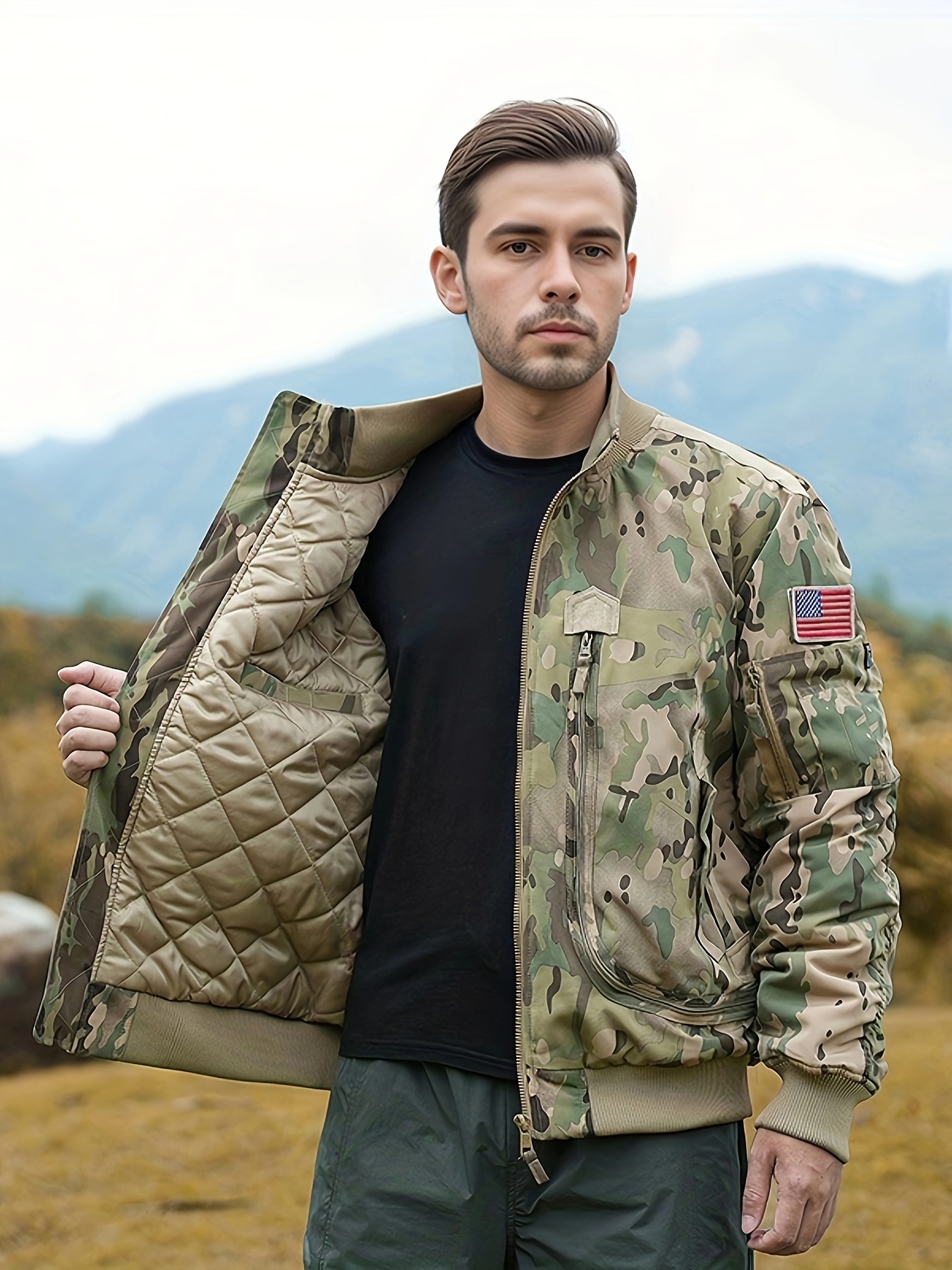 Camo Bomber Jacket Fliegerjacke Camouflage Militär Camo Jacke