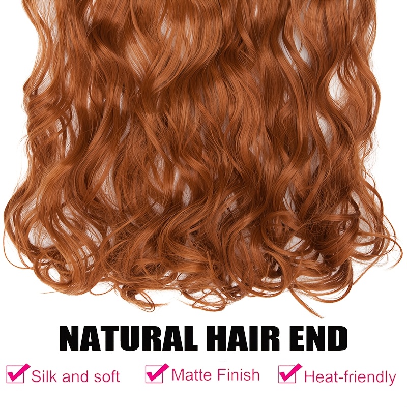 20inch 50cm wire in hair extensions long wavy synthetic hairpiece heat resistant add volume curly hairpieces highlight   black bleach blonde brown for women daily party festival gift details 5