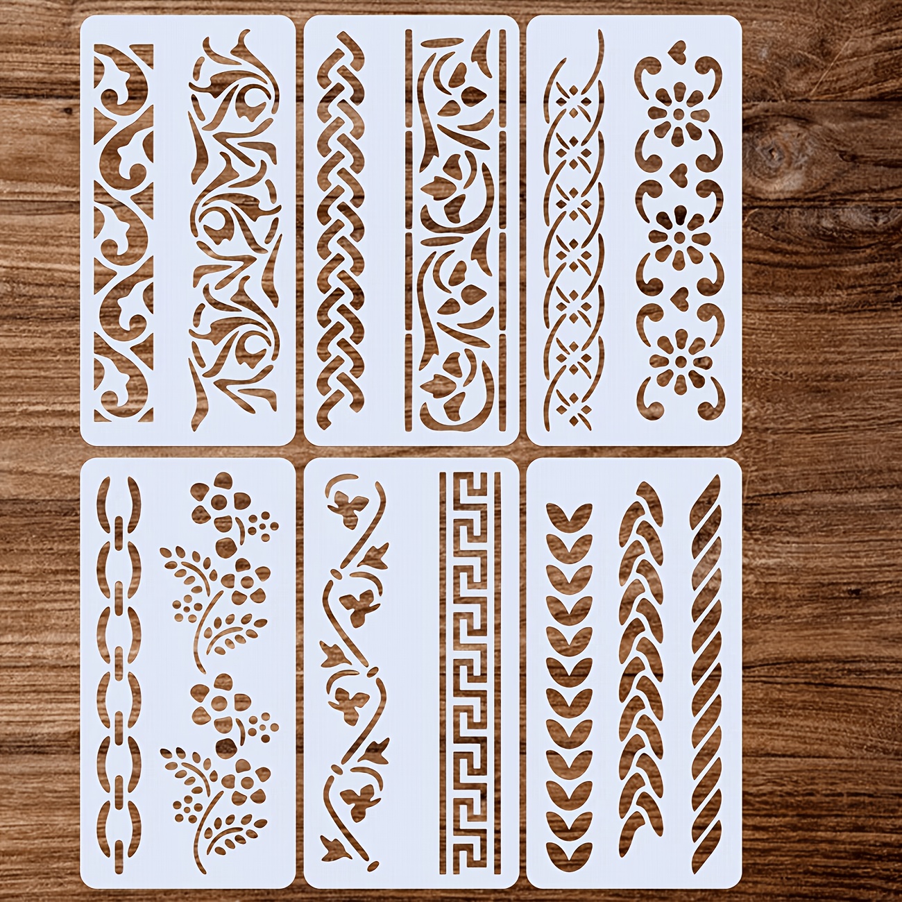 TEMU 6pcs Reusable Plastic Hollow Stencil Templates - Washable Suitable For Graffiti Tracing, Spray Painting, Tattoo Art, Diy Crafts With Hollow-out