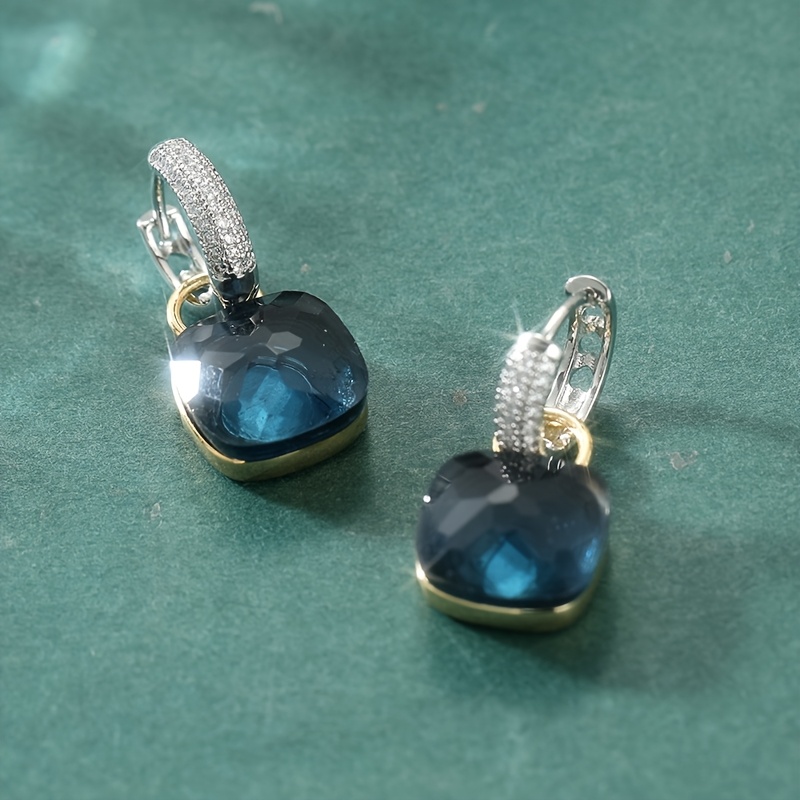 Image of Color Earrings Inlay Transparent Synthetic Zirconia Drop Dangle Earrings Golden Color Plated Fashion Jewelry For Women