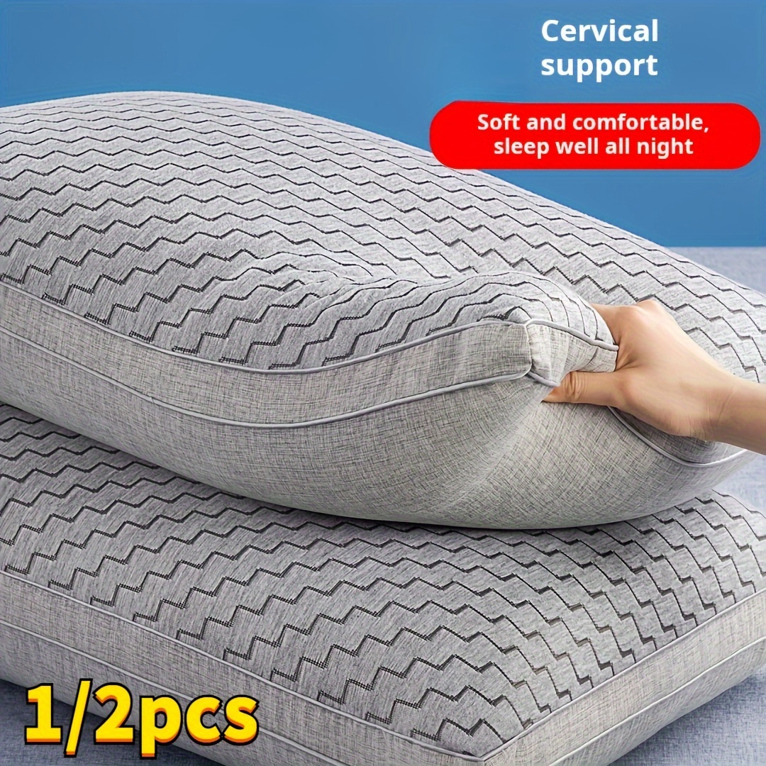 

1pc/2pcs Pillow Supports For Sleep, Sleep Massage Pillow , Moisture Absorbing Breathable Household Bedding Pillow Suitable For Living Room, Bedroom, Home Decoration